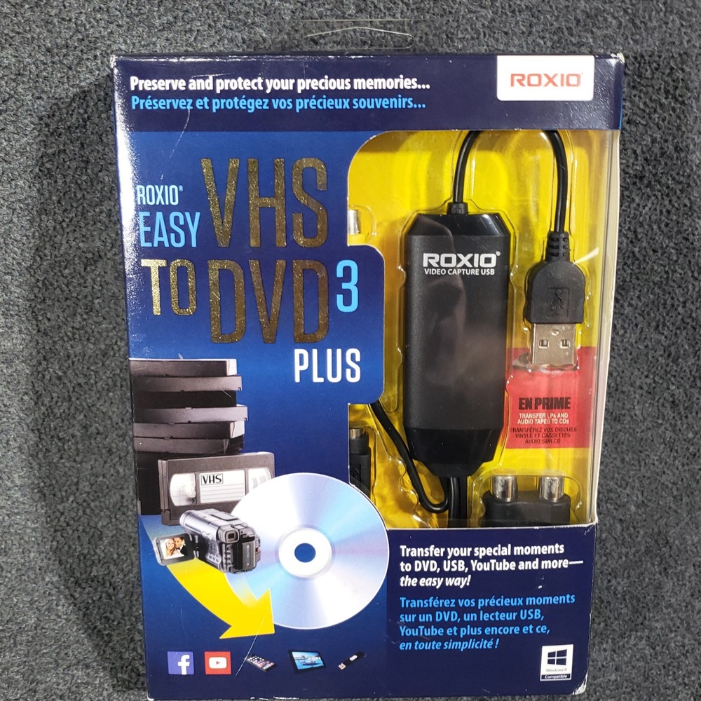 Roxio Easy VHS to DVD 3 Plus Video Capture USB 251000 Convert Videotape to Video